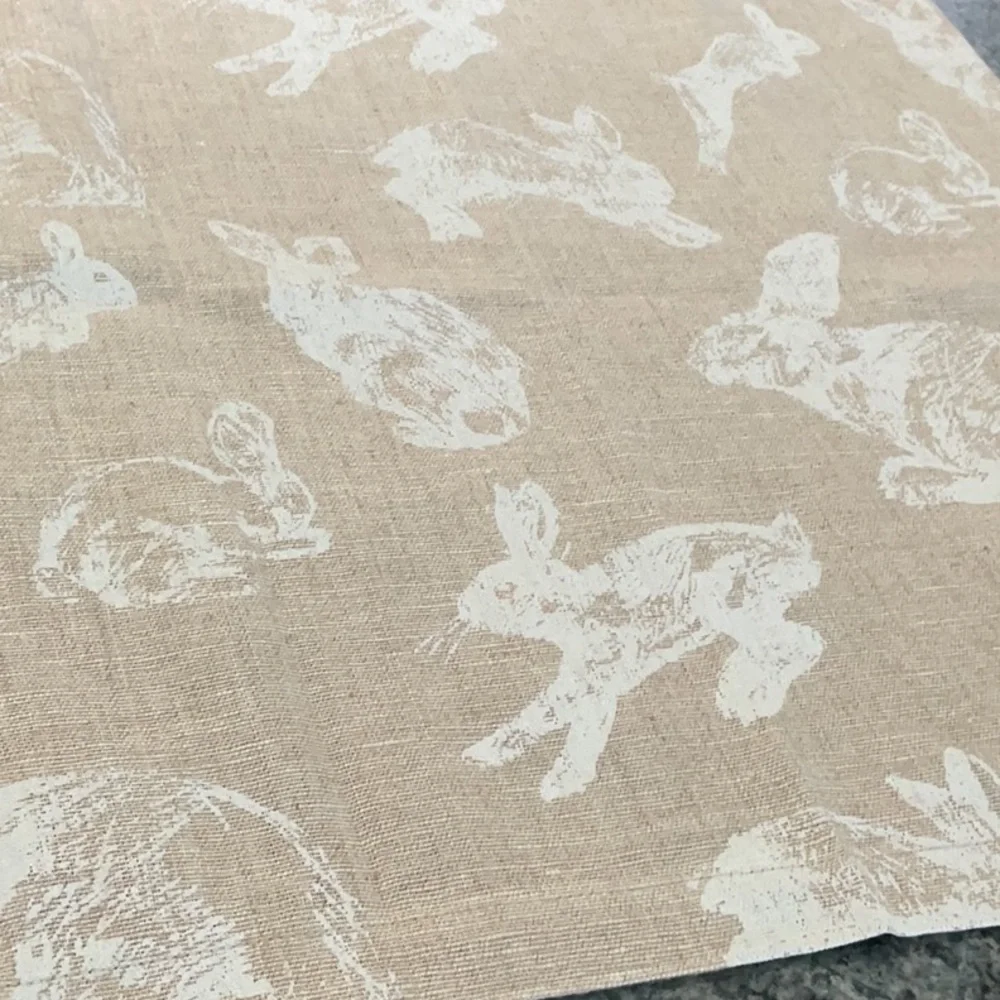 Pottery Barn Bunnies and Rabbits table runner and 10 napkins. New-never used.